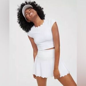 Scalloped tennis SET in white - skort and tee. Perfect for bachelorette party!